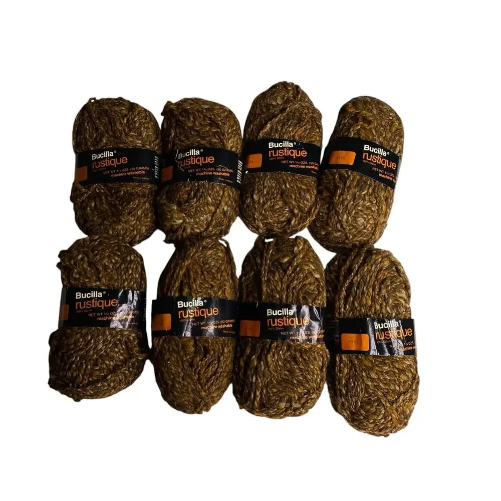 Bucilla Rustique Olefin Yarn Brown Bulky Ireland 1.75oz Each Color 4 Lot of 8